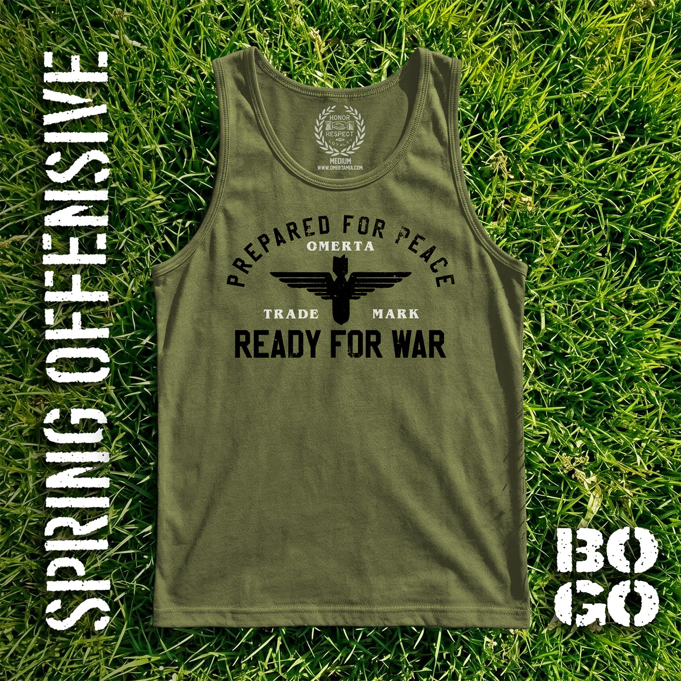 Ready For War Military Green Tank Top